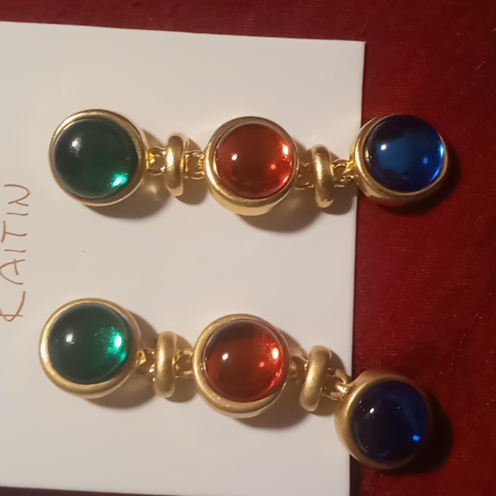 Kaitin mogul earrings dangling gold tone vintage style new with tags